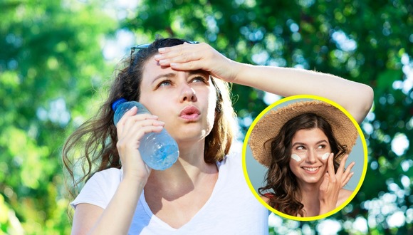 Mujer con botella de agua en la mano